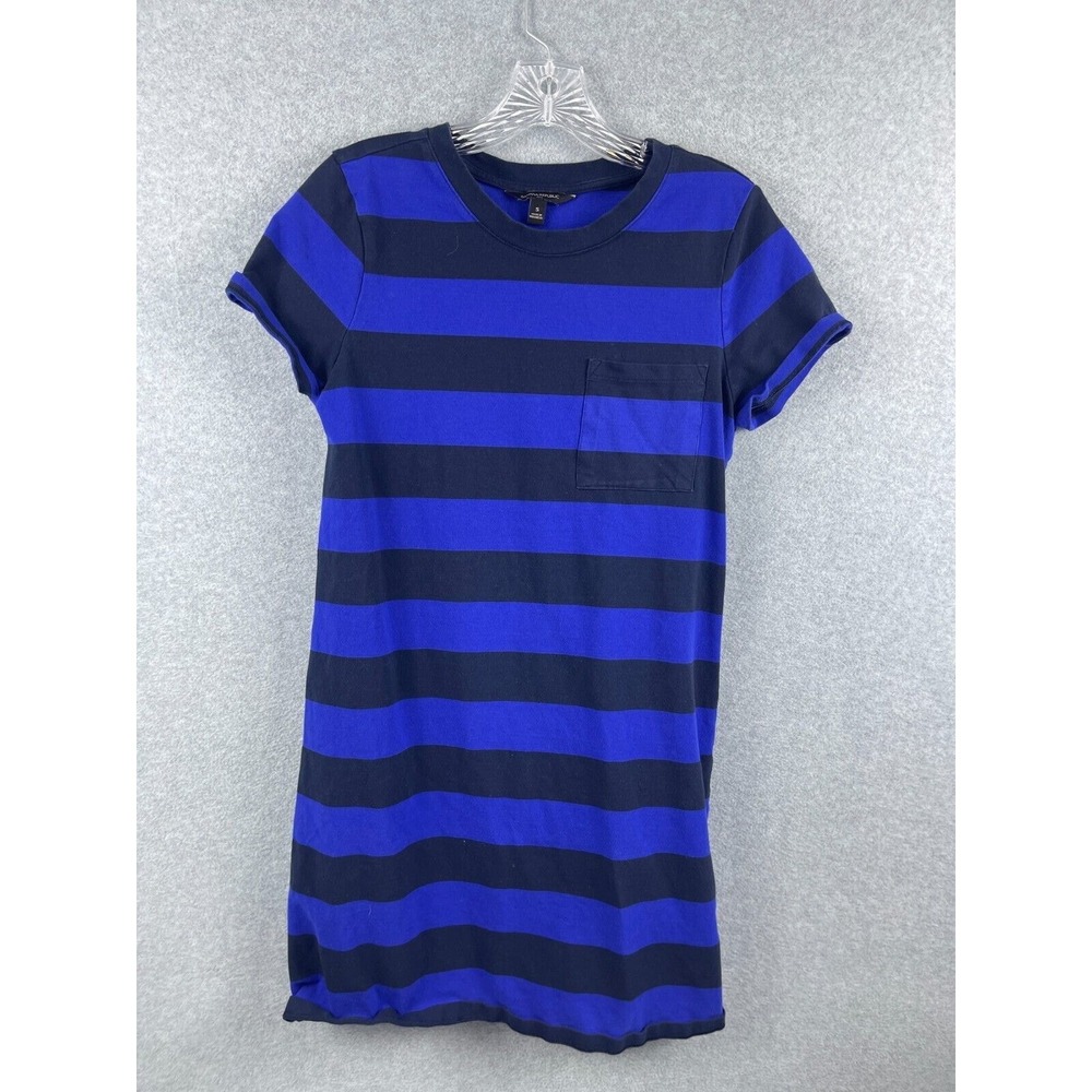 Banana Republic T Shirt Dress Women's S Blue Black Striped Shift Pocket Casual